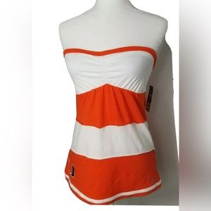 Soffe Women's  Top Size S New . orange And White striped